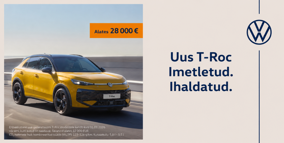 <p><strong>Uus T-Roc. Imetletud. Ihaldatud.</strong>&nbsp;Uus mudel kohal - tule proovis&otilde;idule!</p>
